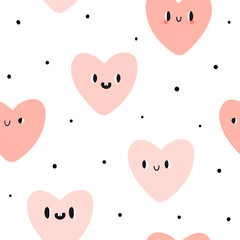 Cute emotion hearts seamless pattern