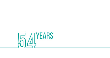 54 years anniversary or birthday. Linear outline graphics. Can be used for printing materials, brouchures, covers, reports. Stock Vector illustration isolated on white background