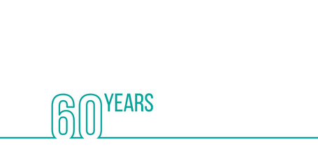 60 years anniversary or birthday. Linear outline graphics. Can be used for printing materials, brouchures, covers, reports. Stock Vector illustration isolated on white background