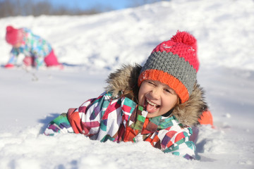 Fototapeta na wymiar kids in winter time