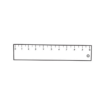 Black and white vector image of a ruler