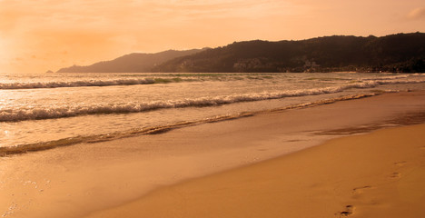 Fototapeta na wymiar Sunset on the beach, Patong, Phuket, Thailand
