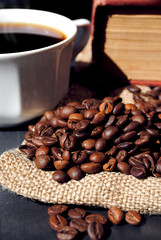 coffee beans, cup of coffee, morning