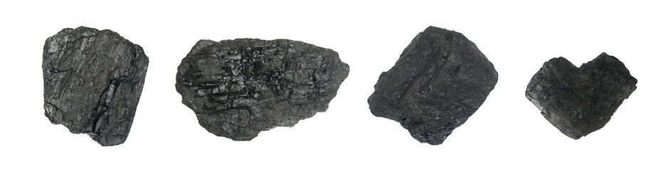 Natural black hard coal or diamond coal isolated on white