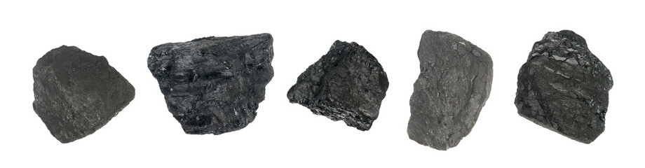 Natural black hard coal or diamond coal isolated on white