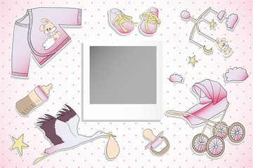 Holiday card design for Baby shower for girl