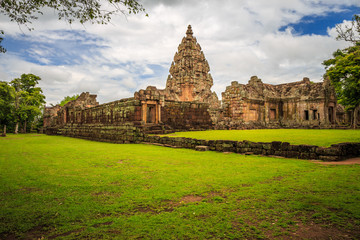 sand stone castle, phanomrung in Buriram province, Thailand. Religious buildings constructed by the ancient Khmer art, Phanom rung national park in North East of Thailand