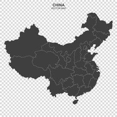 vector political map of China on transparent background