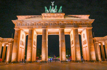 brandenburg gate at night in Berlin