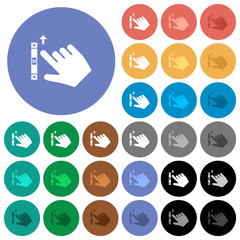 Right handed scroll up gesture round flat multi colored icons