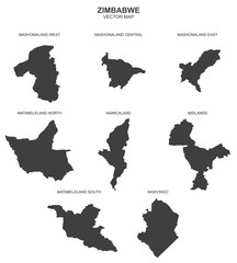 political map of Zimbabwe on white background