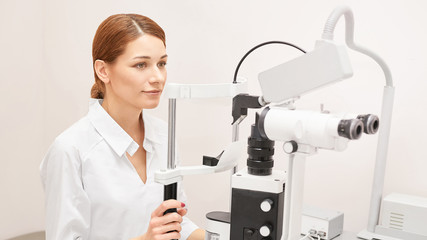 Eye ophthalmologist exam. Eyesight recovery. Astigmatism check concept. Ophthalmology diagmostic...