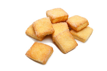 Group of shortbread biscuits isolated on a white background