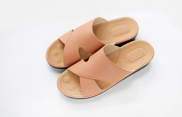 Shoes with orthopedic insoles on a white background. Podiatrist shoe.