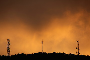 television tower at sunset