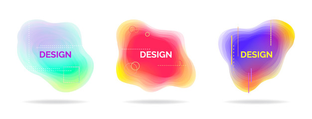 Set of abstract flowing liquid elements, colorful forms, dynamic geometric shapes, gradient waves, vector