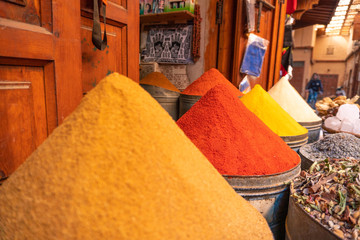 Moroccan Spices for sale in the Marrakech medina