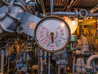 Old ship from the inside with instruments