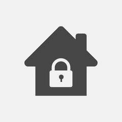 Home protection icon concept. Lock in house icon vector illustration. Lock down icon concept.