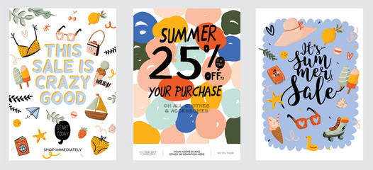 Fototapeta premium Sale print with beautiful Summer background and trendy lettering