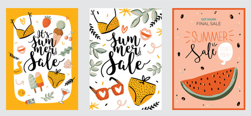 Sale print with beautiful Summer background and trendy lettering