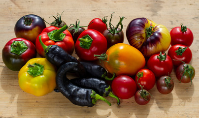 group different varieties of pepper and tomato