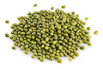 Mung beans isolated on white background.