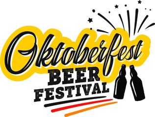 Oktoberfest beer festival. Big folk festivities in Bavaria. Handwritten typography header for signboard, greeting card, poster and coaster.