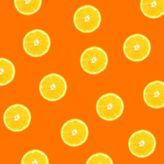 Background of half cut oranges on orange background. backdrop orange slices