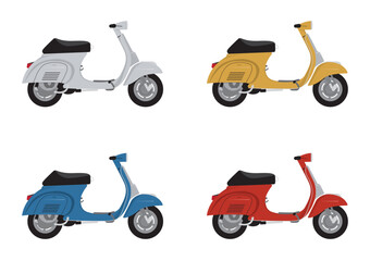 Set of retro scooter. Vector ilustration © Baha Beyenirsoy