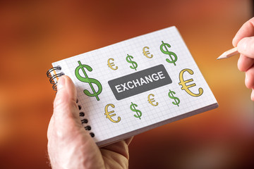 Exchange concept on a notepad