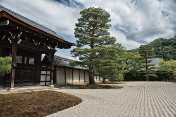 Zen garden of the Tenryu-ji temple, Kyoto, Japan
