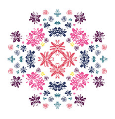 Floral ornament .Symmetrical flowers pattern for scarves ,pillows, carpet. vector.