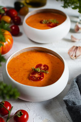 Traditional spanish tomato soup gazpacho in a bowl