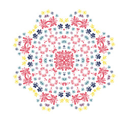 Floral ornament .Symmetrical flowers pattern for scarves ,pillows, carpet. vector.