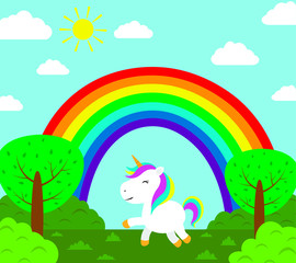 Obraz na płótnie Canvas Greeting card cute unicorn vector