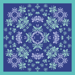 Floral design pattern for scarf with small flowers. Hijab fashion print. Vector.