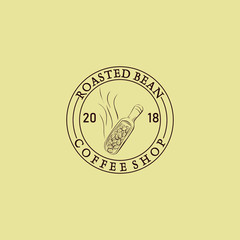 roasted bean coffee logo with stamp style.