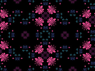 Fototapeta na wymiar Floral seamless pattern. Symmetry background. Vector. textile design, wrapping, wallpaper.