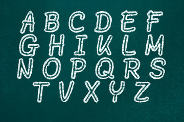 English alphabet green school chalkboard