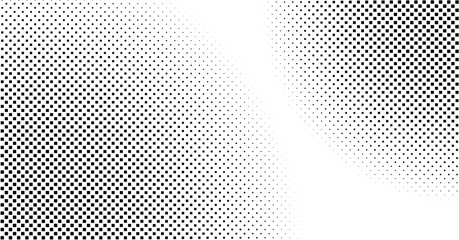 Halftone vector background. Abstract dotted backdrop. Grunge effect for overlay design. Black and white square dots
