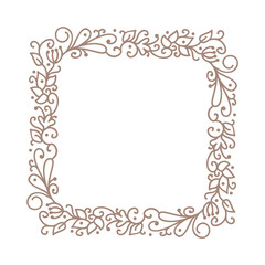 Vintage calligraphic vector wedding frame wreath with place for text. Isolated flourish element for design. Perfect for holidays, Thanksgiving Day, Valentines Day, greeting card