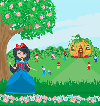Fairy tale Snow White and 7 Dwarfs
