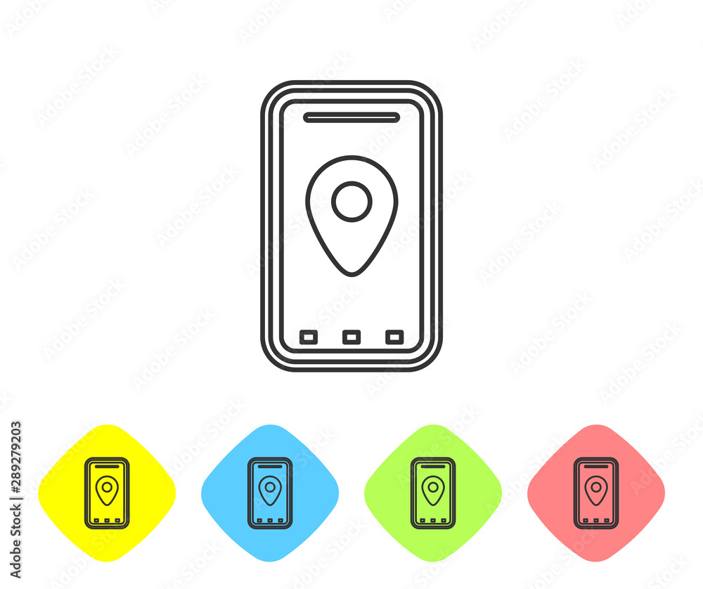 Aufkleber grey line infographic of city map navigation icon isolated on white background. mobile app interface