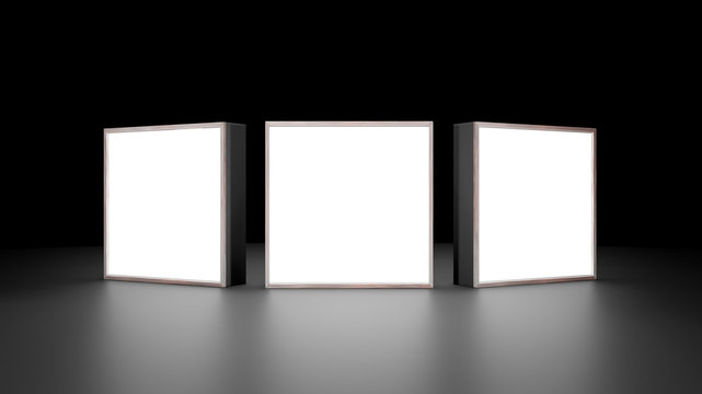 Lightbox On Black Background 3D rendering 