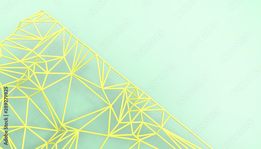 Aufkleber geometric structure yellow design connection science technology art and low poly with green backgrou
