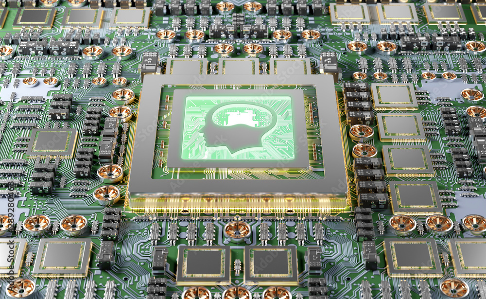 Leinwandbilder artificial intelligence in a modern gpu card 3d rendering