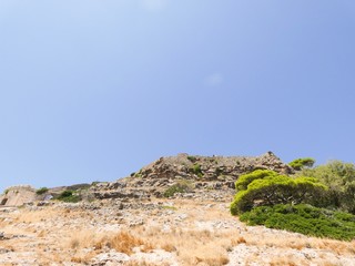 landscape with rocks and blue sky
