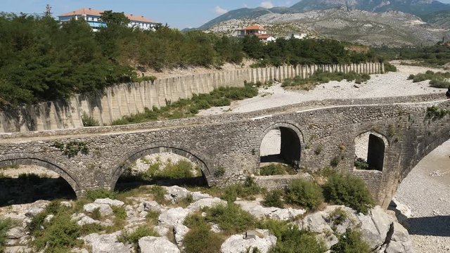 Suggestive view of Mesi Bridge, Shkod&euml;r,Albania,August 2019