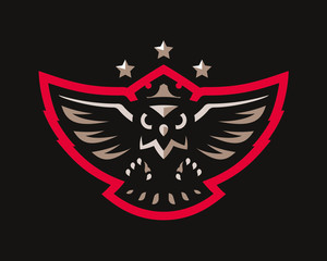 Owl  modern logo. Night bird design emblem template for a sport and eSport team.
